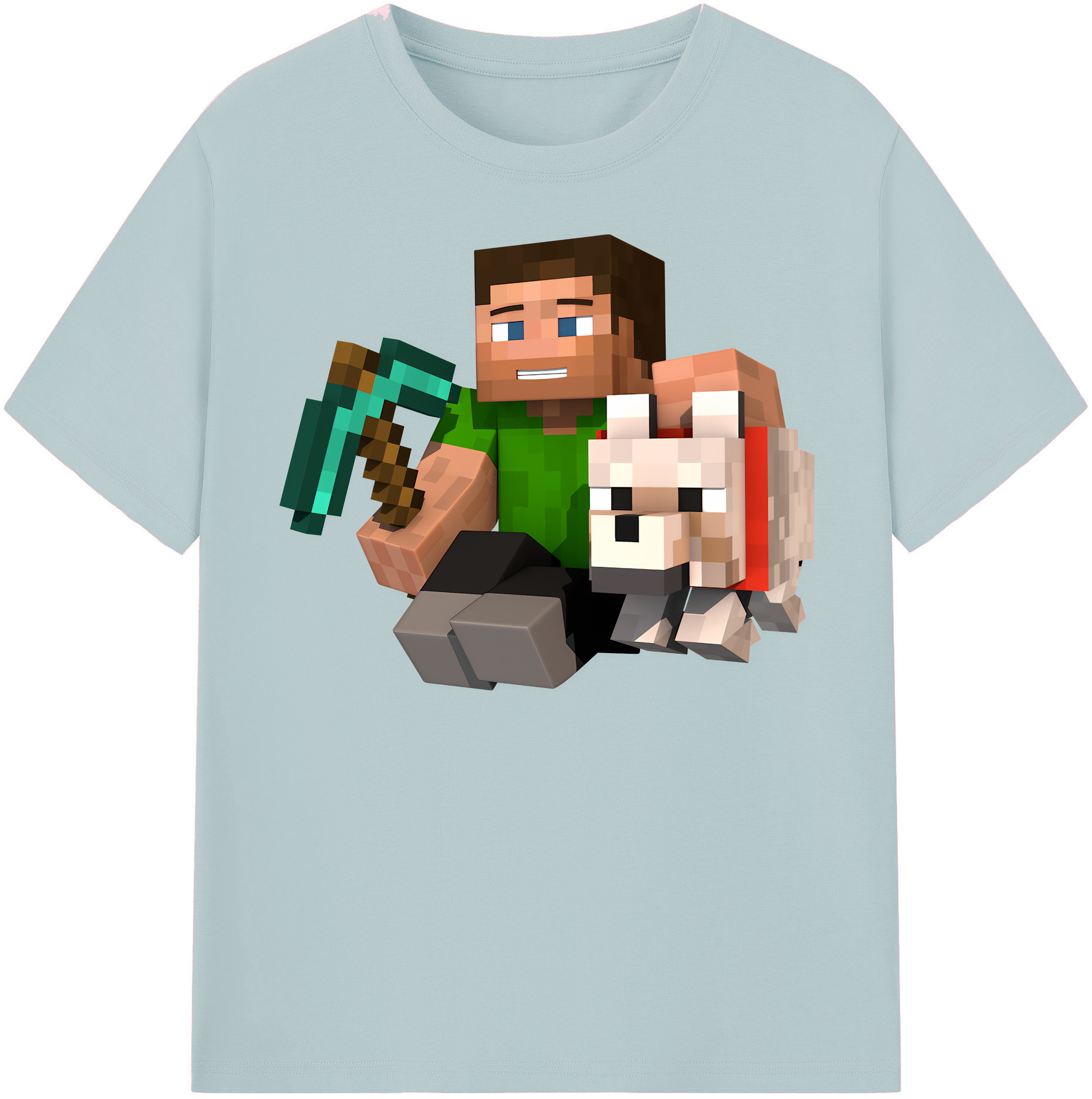 （画像用） マインクラフト ブロックの世界 Minecraft MC Block world 綿100％半袖Tシャツ（フロントプリント）